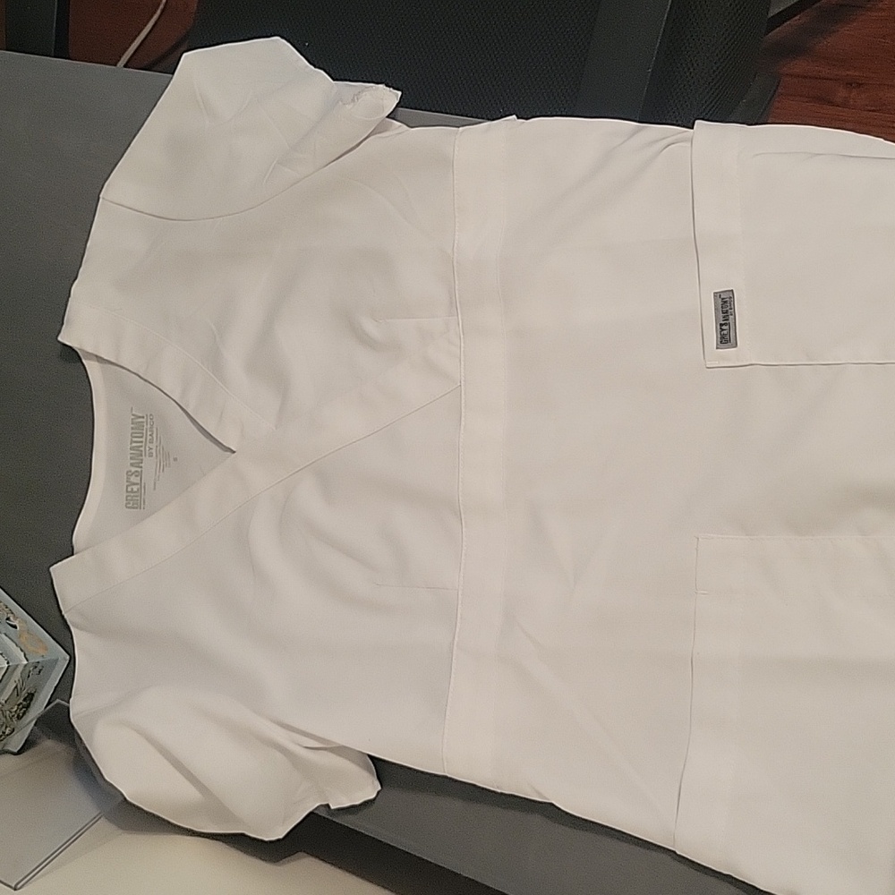 White scrub top